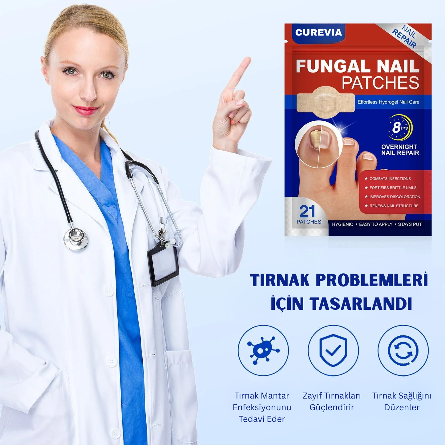 CUREVIA® Tırnak Mantarı İçin Patch – 21’li Paket